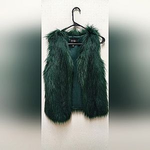 Jessica Simpson Green Faux Fur Vest